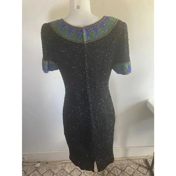 Vintage 80’s Niteline by Della Roufogali Beaded Sequin Black Cocktail Dress 0170 - Picture 7 of 16